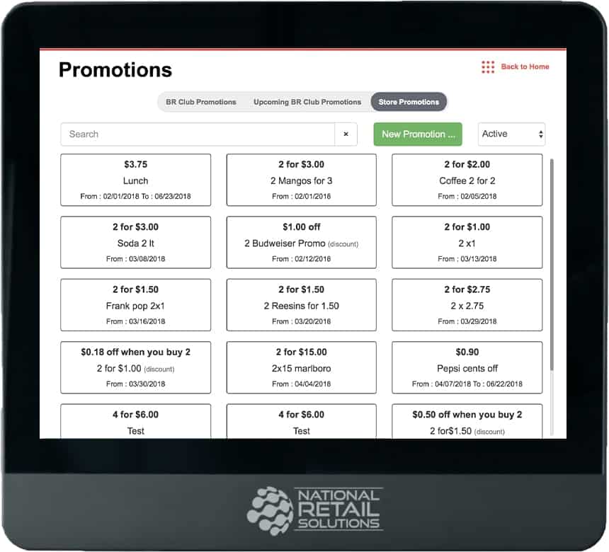 POS System Screen with Customizable Promotions on Display
