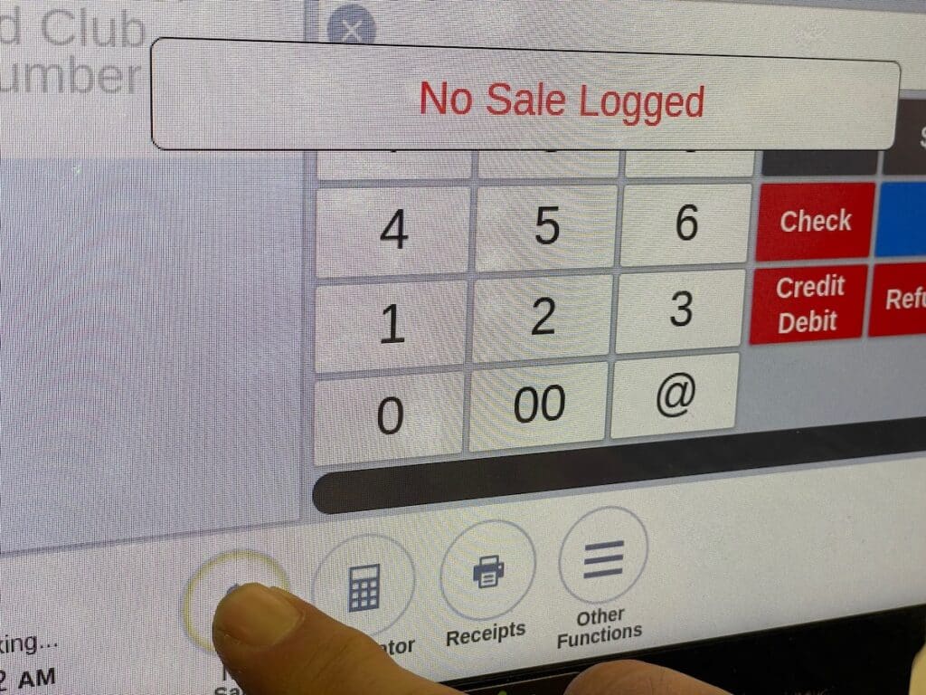 Long hold on the No Sale button activates the panic alarm button and silently alerts the police in emergencies.