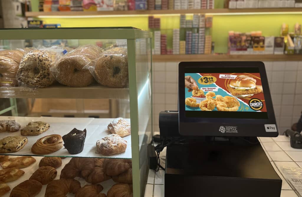 A pos system at a bakery.