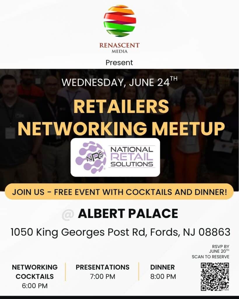 (NRS) and Renascent Media Announce Return of the Retailers Networking Meetup flyer