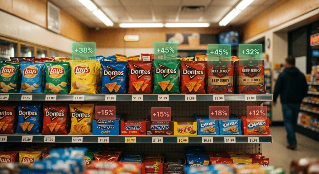 A store owner reviews retail profit margin reports by product on an NRS POS to see which items make the most money.